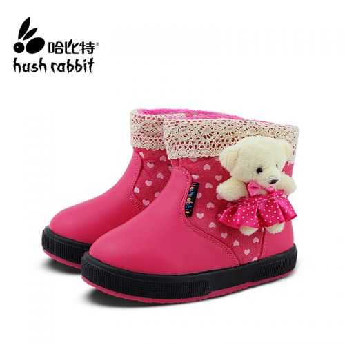 Chaussures hiver enfant en HUSH RABBIT ronde brodé pour - semelle caoutchouc Ref 1043734