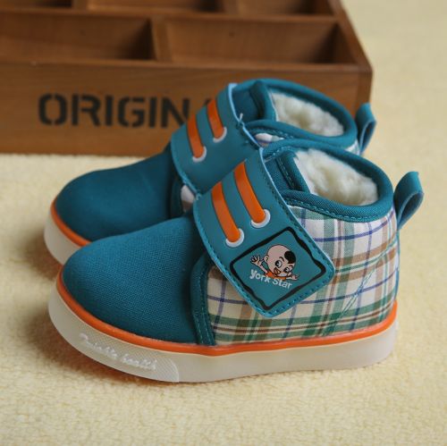 Chaussures hiver enfant en coton ronde coutures cuir pour - semelle caoutchouc Ref 1044024
