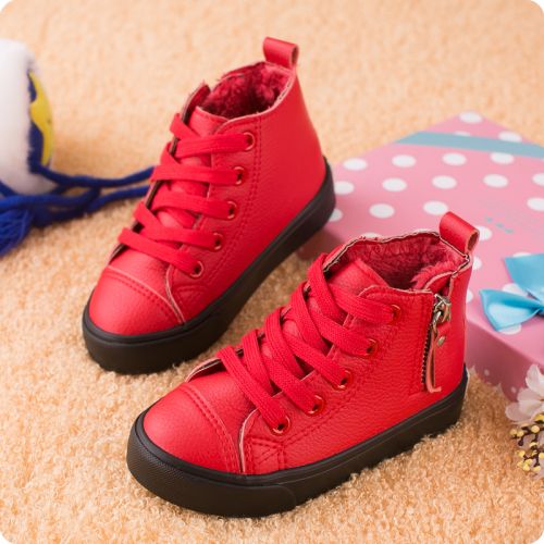 Chaussures hiver enfant ronde coutures en cuir pour - semelle caoutchouc Ref 1044162