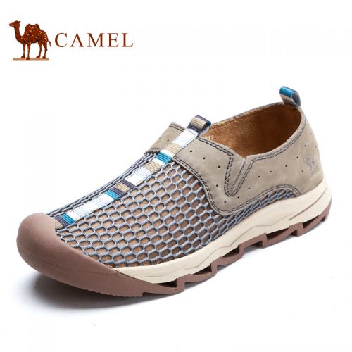 Chaussures sports nautiques en Cuir + mesh CAMEL - Ref 1062189