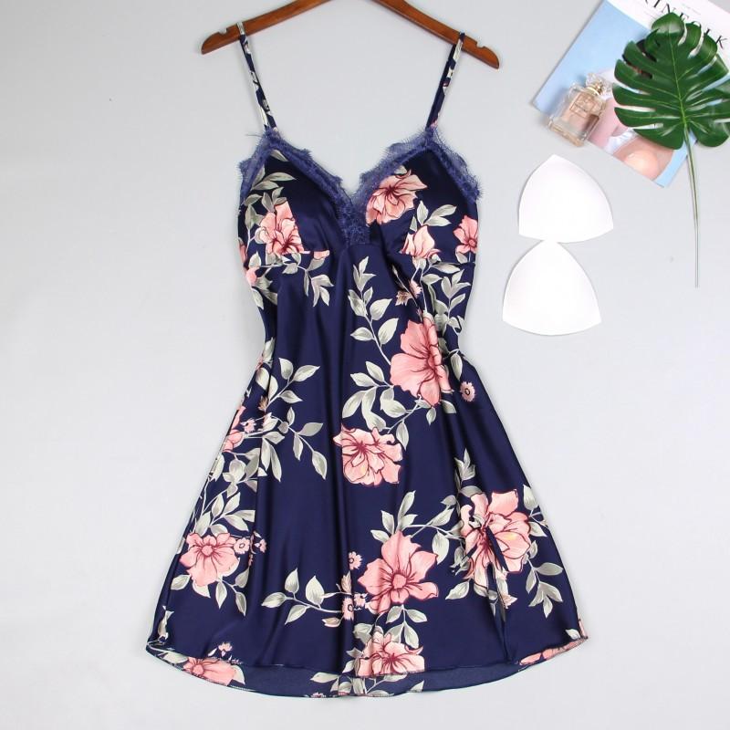 Chemise de nuit Jupe courte en Soie glace + dentelle - Ref 3368311