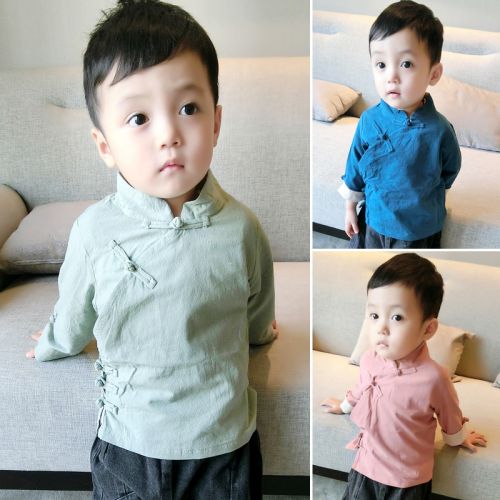 Chemise enfant à manche longue en Toile de coton - Ref 2083014