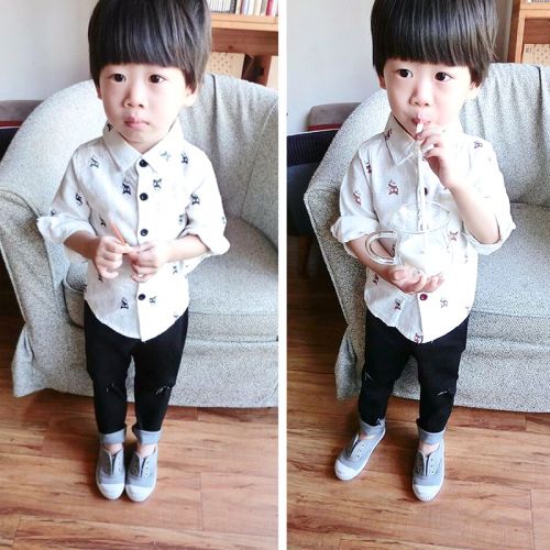 Chemise enfant à manche longue en Toile de coton - Ref 2083045