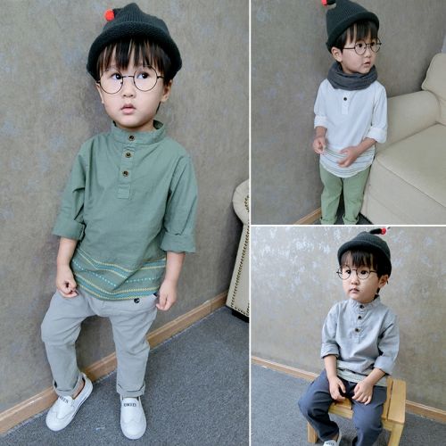 Chemise enfant à manche longue en lin - Ref 2083079