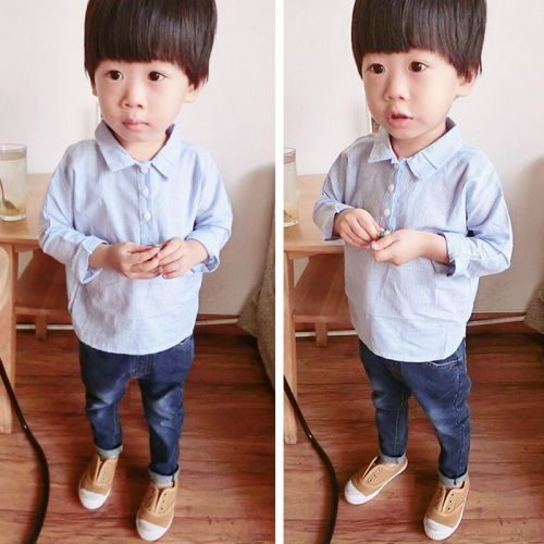 Chemise enfant à manche longue en Toile de coton - Ref 2083080