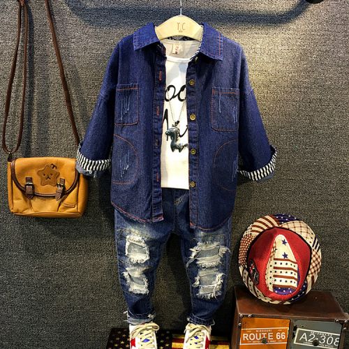 Chemise enfant à manche longue en toile - Ref 2083105