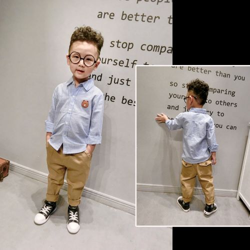 Chemise enfant à manche longue en coton - Ref 2083116