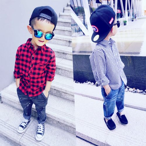 Chemise enfant à manche longue en coton - Ref 2083143