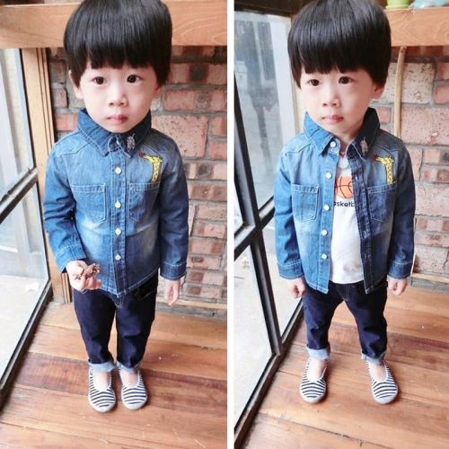 Chemise enfant à manche longue en toile - Ref 2083220