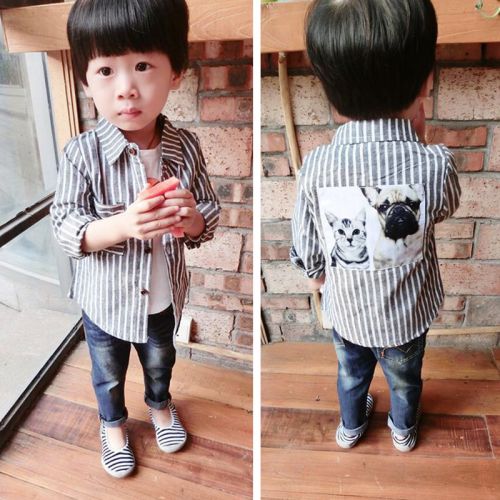 Chemise enfant à manche longue en Toile de coton - Ref 2083221