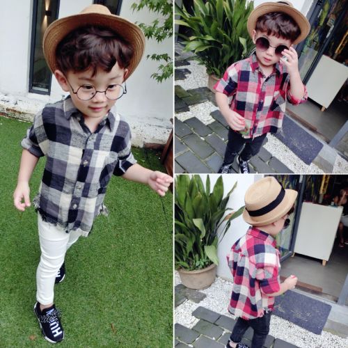 Chemise enfant à manche longue en Toile de coton - Ref 2083229