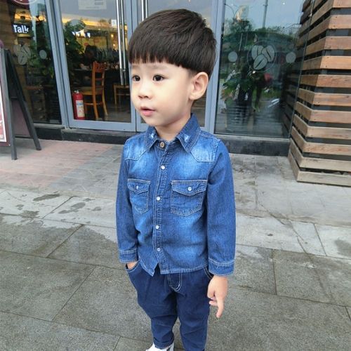 Chemise enfant MR.WANG à manche longue en toile - Ref 2083270