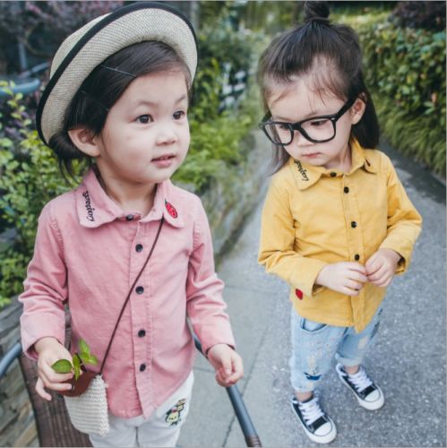 Chemise enfant à manche longue en velours côtelé - Ref 2083435