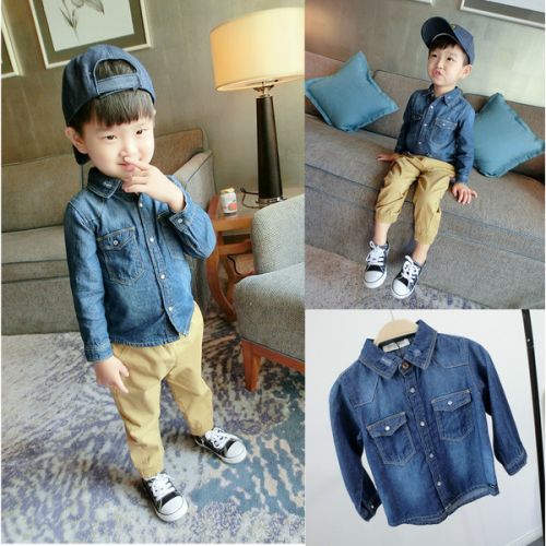 Chemise enfant à manche longue en toile - Ref 2083696