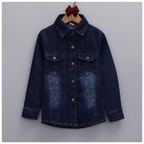 Chemise enfant à manche longue en toile - Ref 2083810