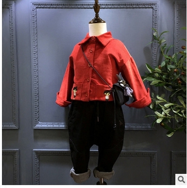 Chemise enfant à manche longue en velours côtelé - Ref 2084391