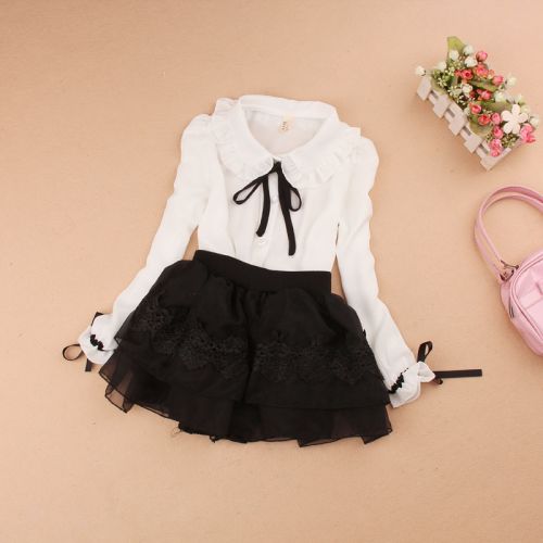 Chemise fille à manche longue en mousseline de soie - Ref 2084545