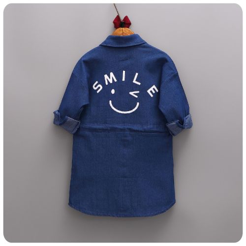 Chemise fille à manche longue en toile - Ref 2084555