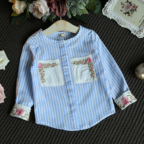 Chemise fille à manche longue en Toile de coton - Ref 2084559