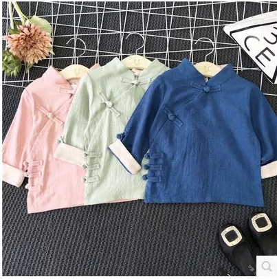 Chemise fille à manche longue en Toile de coton - Ref 2084587