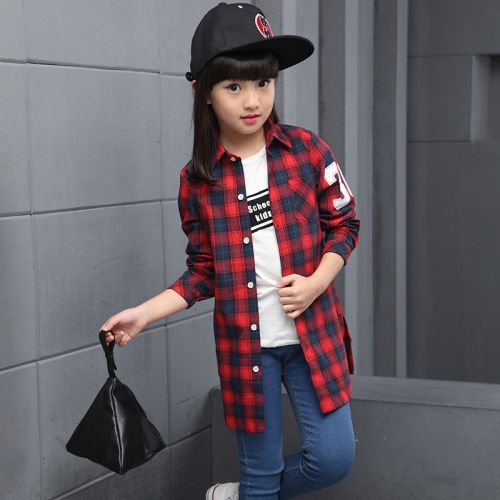 Chemise fille à manche longue en Toile de coton - Ref 2084703