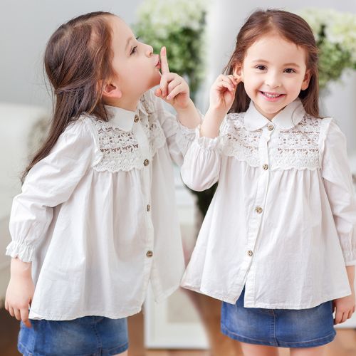 Chemise fille à manche longue en Toile de coton - Ref 2084722