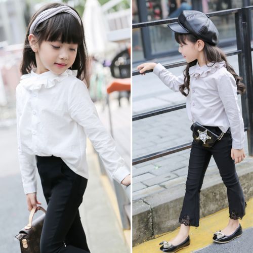 Chemise fille à manche longue en coton - Ref 2084776