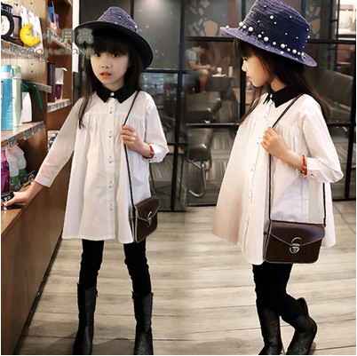 Chemise fille à manche longue en Toile de coton - Ref 2084786