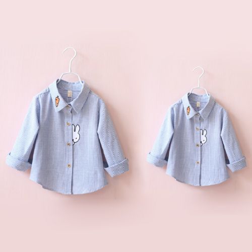 Chemise fille à manche longue en coton - Ref 2084813