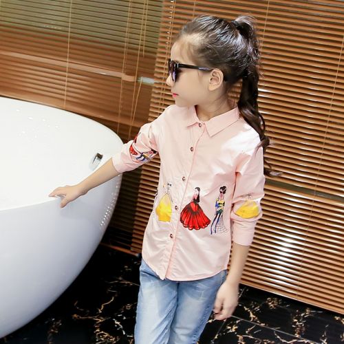 Chemise fille à manche longue en Toile de coton - Ref 2084826