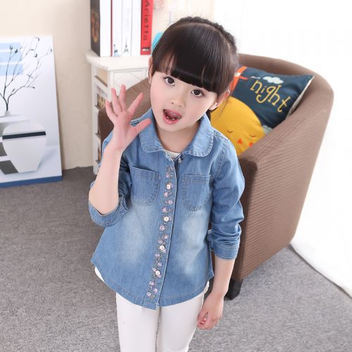 Chemise fille à manche longue en toile - Ref 2084875