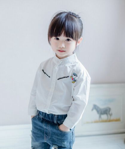 Chemise fille à manche longue en Toile de coton - Ref 2084899