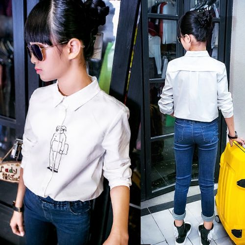 Chemise fille à manche longue - Ref 2084981