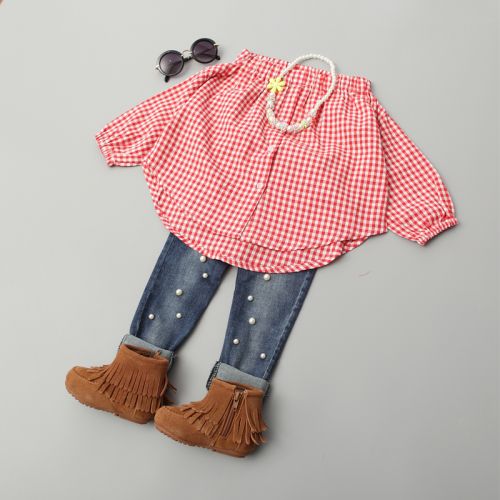 Chemise fille à manche longue en Toile de coton - Ref 2085048