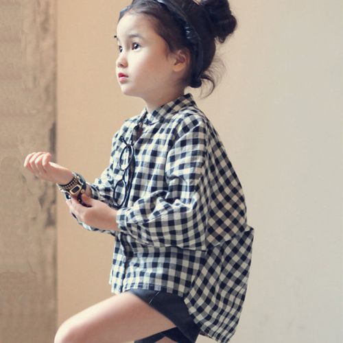 Chemise fille à manche longue en coton - Ref 2085113