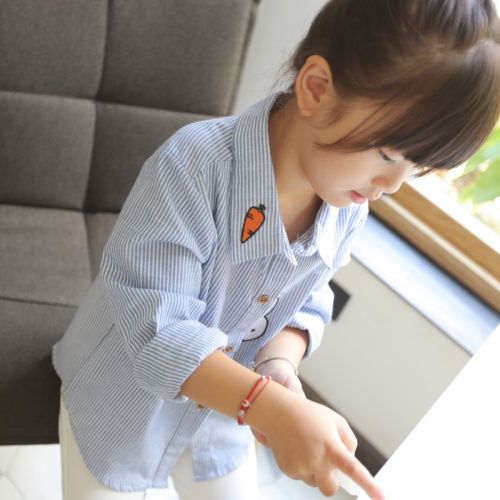 Chemise fille à manche longue en Toile de coton - Ref 2085118
