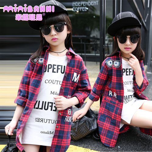 Chemise fille à manche longue en Toile de coton - Ref 2085159