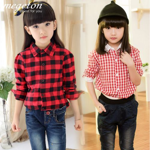 Chemise fille MEGETON à manche longue en coton - Ref 2085194