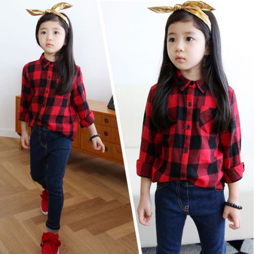 Chemise fille à manche longue en Toile de coton - Ref 2085255