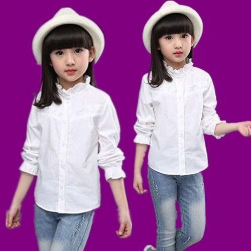 Chemise fille à manche longue en Toile de coton - Ref 2085263