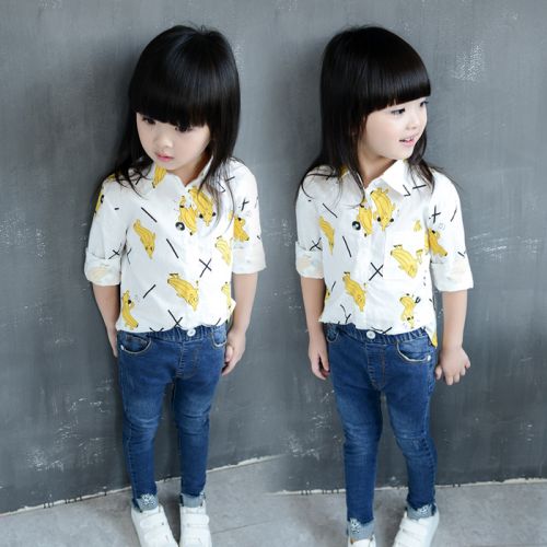 Chemise fille à manche longue en Toile de coton - Ref 2085273