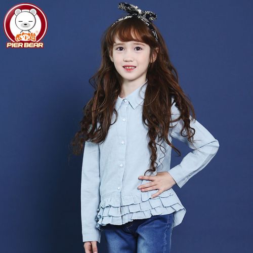 Chemise fille PIER BEAR à manche longue en Toile de coton - Ref 2085305