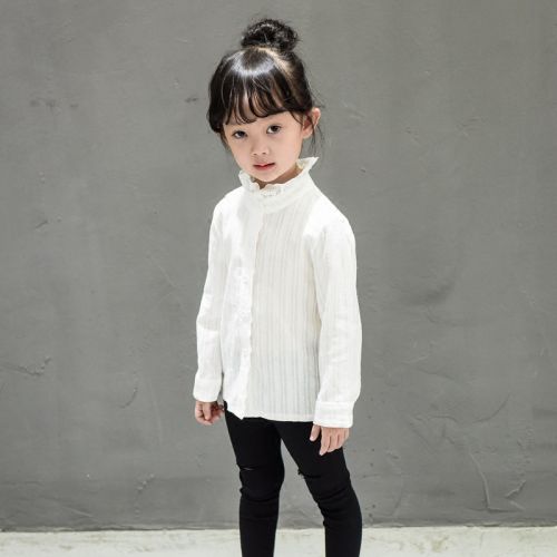 Chemise fille à manche longue en coton - Ref 2085361