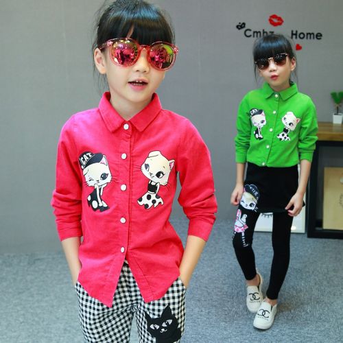 Chemise fille à manche longue en Toile de coton - Ref 2085382