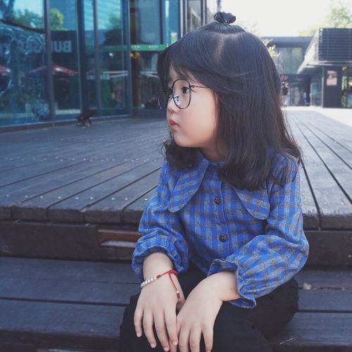 Chemise fille à manche longue en coton - Ref 2085391