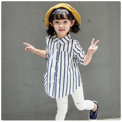 Chemise fille à manche longue en coton - Ref 2085420