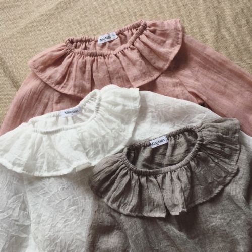 Chemise fille à manche longue en lin - Ref 2085472