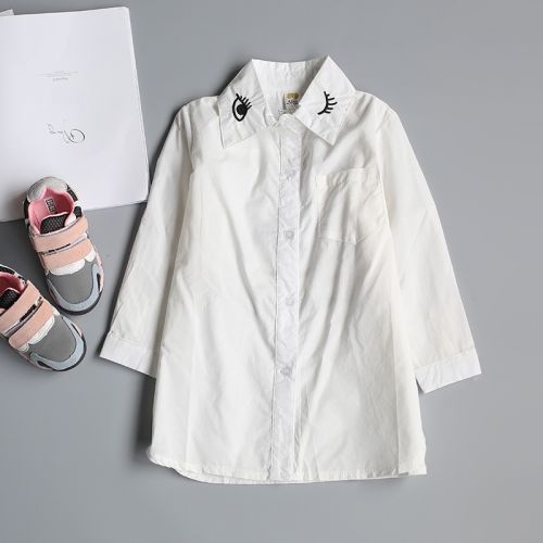 Chemise fille à manche longue en Toile de coton - Ref 2085538