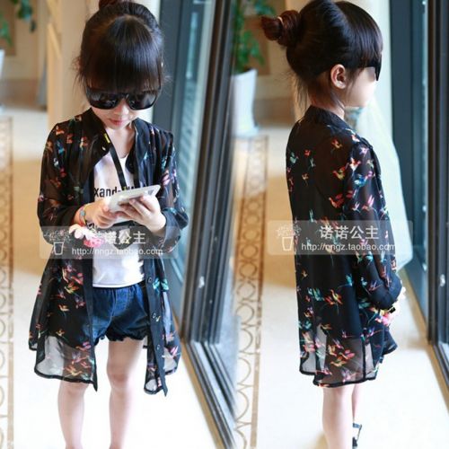 Chemise fille à manche longue en mousseline de soie - Ref 2085590