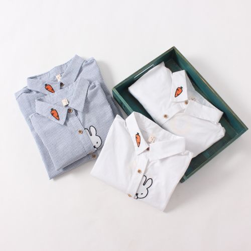 Chemise fille à manche longue en coton - Ref 2085613